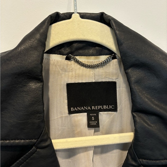 Banana Republic Faux Leather Moto Jacket Size Small Petite SP - Picture 6 of 6